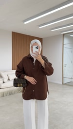 Kely Çiçek Detaylı Ceket Acı Kahve
