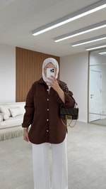 Kely Çiçek Detaylı Ceket Acı Kahve