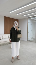 Kely Çiçek Detaylı Ceket Haki 