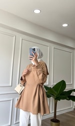 Kemerli Sweatshirt - Camel