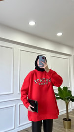 Kırmızı Rotate Yazılı  Sweatshirt