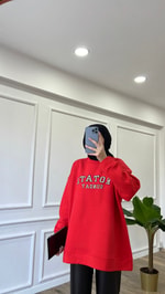 Kırmızı Rotate Yazılı  Sweatshirt