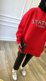 Kırmızı Rotate Yazılı  Sweatshirt