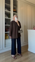 Kolları Yırtmaçlı Sweatshirt Acı Kahve 
