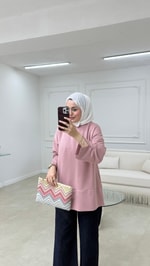 Kolları Yırtmaçlı Sweatshirt Gül Kurusu