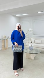 Kolları Yırtmaçlı Sweatshirt Saks 