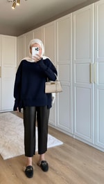 Kolu Lastikli Sweatshirt Lacivert