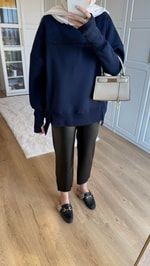 Kolu Lastikli Sweatshirt Lacivert