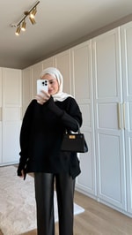 Kolu Lastikli Sweatshirt Siyah
