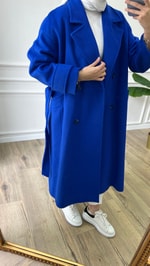 Kuşaklı Yün Kaban - Saks