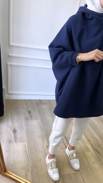 Lacivert Yarasa Kollu Sweatshirt