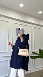 Lacivert Yarasa Kollu Sweatshirt