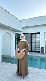 Lara Kuşaklı Elbise Yağ Yeşili