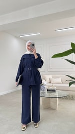 Lavinya Tensel Takım Siyah Lacivert