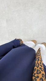 Leopar Fularlı Sweatshirt Lacivert