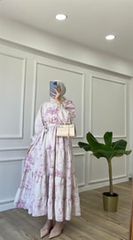 Lila - Ham Keten Elbise 