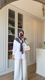 Neva Şallı Gömlek Beyaz