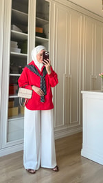 Neva Şallı Gömlek Kırmızı
