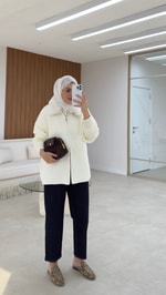 Nova Kürklü Hırka Beyaz
