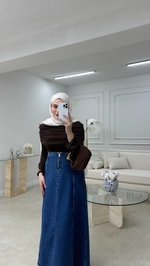 Omuz Detaylı Bluz Acı Kahve 