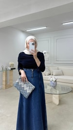 Omuz Detaylı Bluz Lacivert