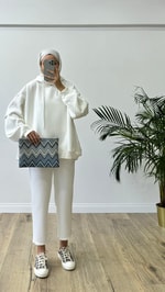 Oversize Sweatshirt-Beyaz