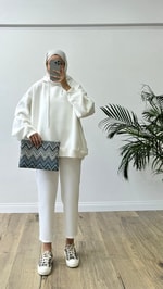 Oversize Sweatshirt-Beyaz