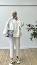 Oversize Sweatshirt-Beyaz