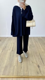 Oversize Triko Takım Lacivert