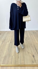 Oversize Triko Takım Lacivert