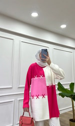 Pembe - Çapraz Detaylı Triko