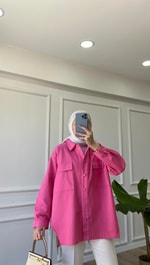 Pembe - Keten Ceket 
