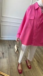 Pembe - Keten Ceket 