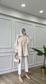 Poplin Bağlamalı Gömlek - Bej