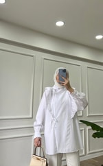 Poplin Bağlamalı Gömlek - Beyaz