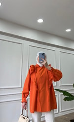 Poplin Bağlamalı Gömlek - Turuncu