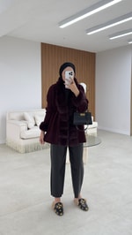 Premium Kürklü Hırka Bordo 