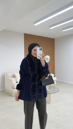 Premium Kürklü Hırka Lacivert