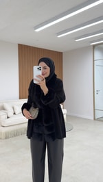 Premium Kürklü Hırka Siyah