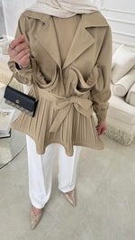 Premium Piliseli Ceket Camel