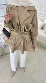 Premium Piliseli Ceket Camel