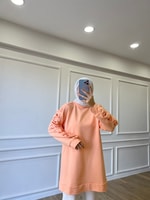 Rabi Büzgülü Sweatshirt - Somon