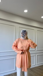 Rabi Büzgülü Sweatshirt - Somon