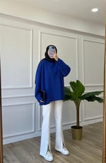 Saks Basic Bisiklet Yaka Sweatshirt