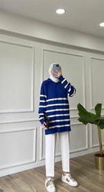 Saks - Çizgili Merserize Tunik