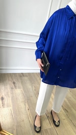 Saks - Fularlı Saten Gömlek