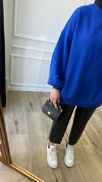 Saks Kolları Taşlı Sweatshirt