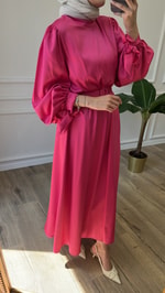 Saten Elbise - Pembe