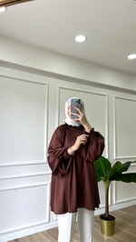 Saten Tunik - Acı Kahve