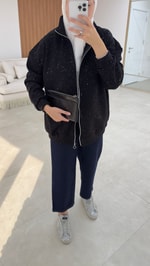 Simli Hırka Siyah